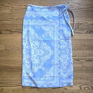 Ann Taylor Wrap Skirt Baby Blue White Size 4 Summer Office Casual